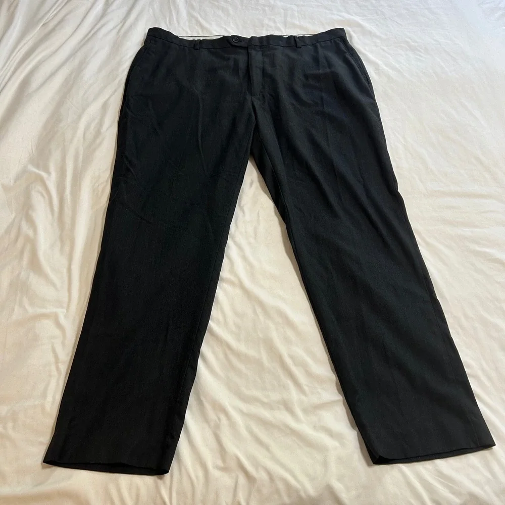 Joseph & Feiss Mens Dress Pants 42x32 Black Wool Blend Flat Front